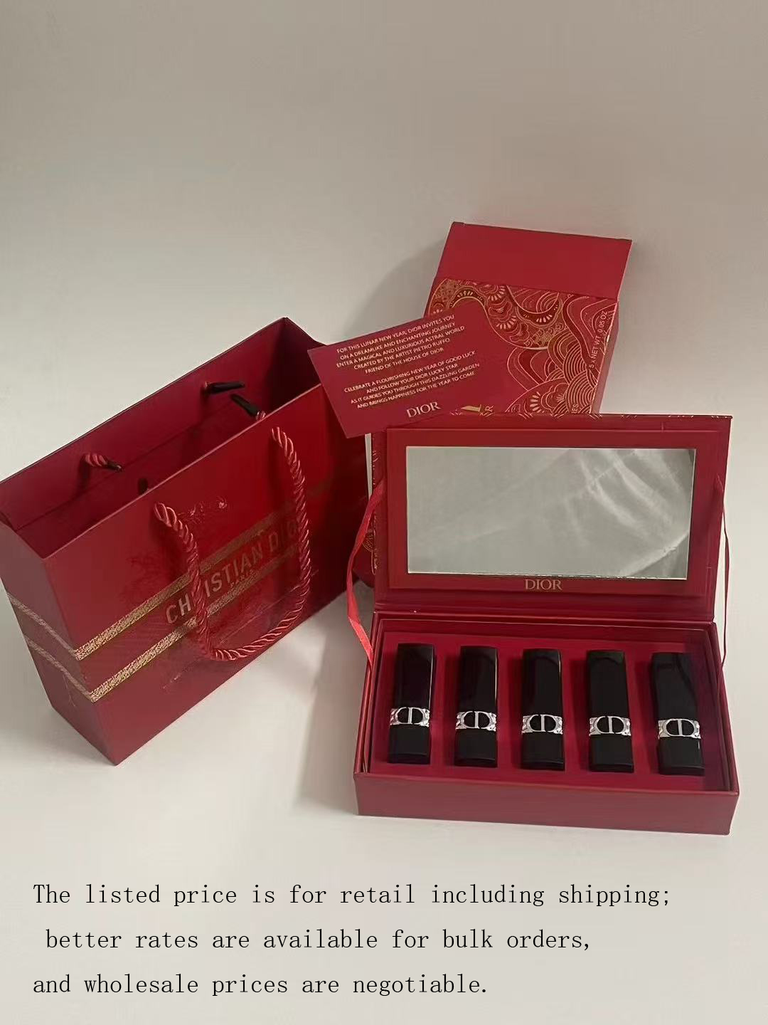 2025 Dior Lunar New Year of the Snake Rouge Dior Mini Lipstick 5-Piece Set, 1.5g Aluminum Tubes