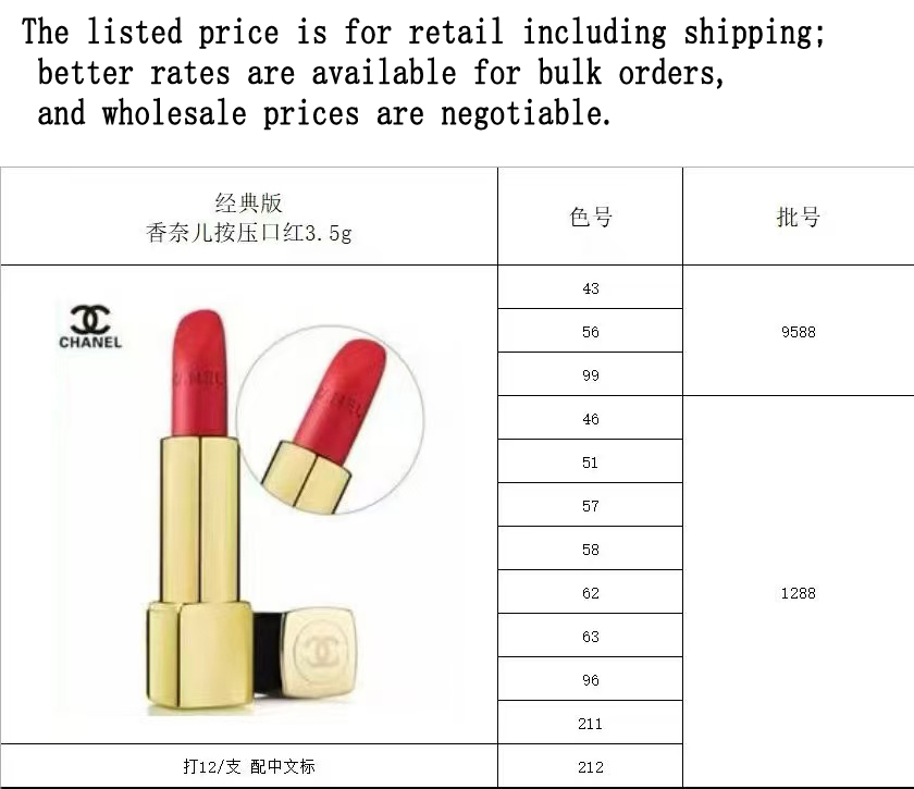 Classic Chanel Press - type Lipstick 3.5g。